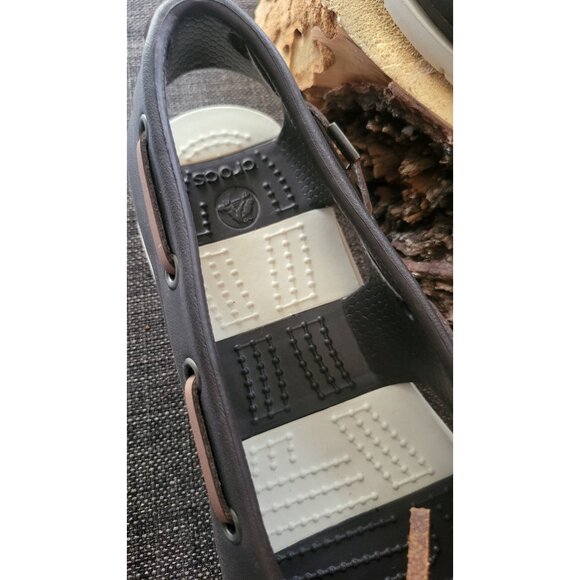 CROCS BEACH LINE BROWN CROSLITE BOAT SHOE NAUTICAL STYLE SZ 5 - Picture 6 of 11
